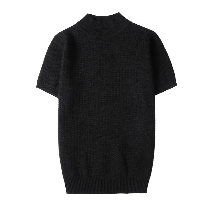 2023 Summer New Knitted Short Sleeve Men's T-shirts Slim Fit Pullover Round Neck Solid Color Tee Hemme Harajuku Male Clothes