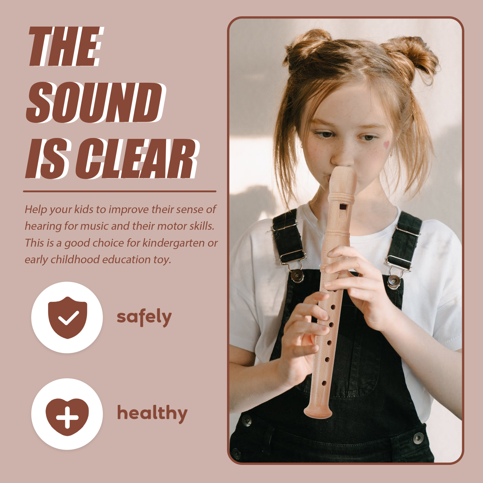 Toy Clarinet Recorder Kids Wear Resistant ddmysmile Convenient Wooden Flute Clarinet 6-Hole Clarinet Soprano Recorder For Ddmysmile Home School Smile