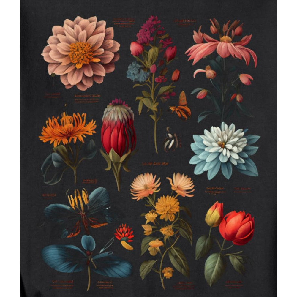 Long Sleeve Shirts for Men sweatshirt Vintage Botanical Floral Flower Butterfly Nature Lover Gift Sweatshirt T shirt Tee Streetwear Casual tops clothe