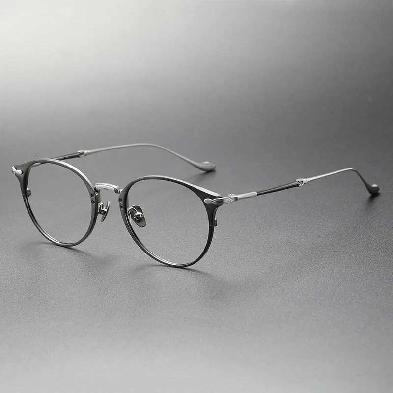Japanese ed pure eyeglass frame mens retro round ultra light glasses handmade glasses M3112 241108