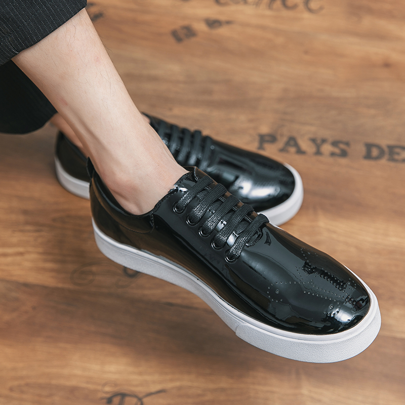 Autumn Spring High Quality Patent Casual Lace Up Sneakers Green Fashion Sole Designer Leather Shoes d6a7