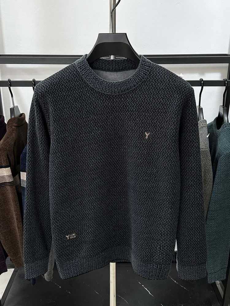 High Quality High end designer new autumn and winter mens embroidered sweater with thick and fashionable round neck P Vit knitting plow T241111