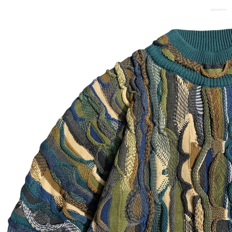 Mens Sweaters HKSH Autumn Winter Tide Vintage Heavy Industry Patterned Jacquard Three-dimensional Wave Pullover Chic Sweater HK3194