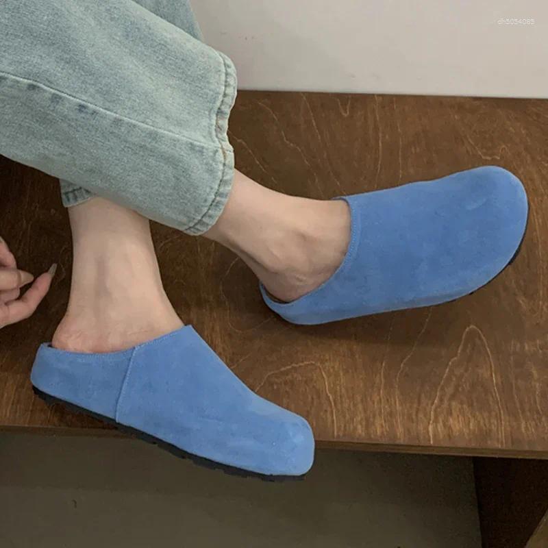 Slippers Women Flats Suede Casual Mules Shoes Autumn Designer Cozy 2024 Dress Walking Zapatillas Mujer