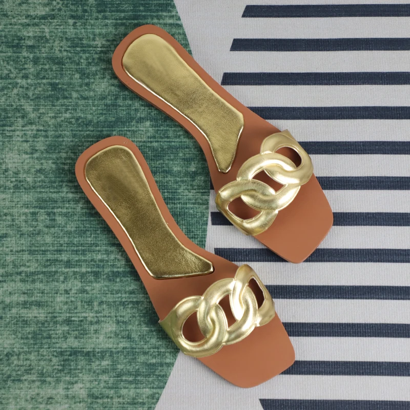Summer Slippers Women Luxury Brand Shoes Flat Heels Outside Leisure Beach Slides for Ladies Breathable Hollow Woman Flip Flops