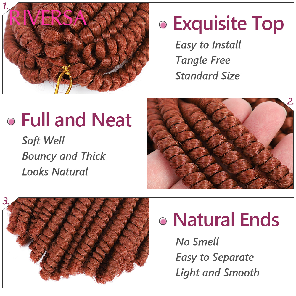 8 Inches Spring Twist Hair Crochet Braids 350# Copper Red Spring Twist Crochet Hair to Braids Synthetic Braiding Hair For Women