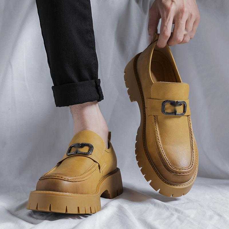 Men Dress Shoes Leather Shoes Mens Korean Style Trendy New Big Toe Leather Shoes Mens Casual Work Shoes Business Formal Leather Shoes 241009