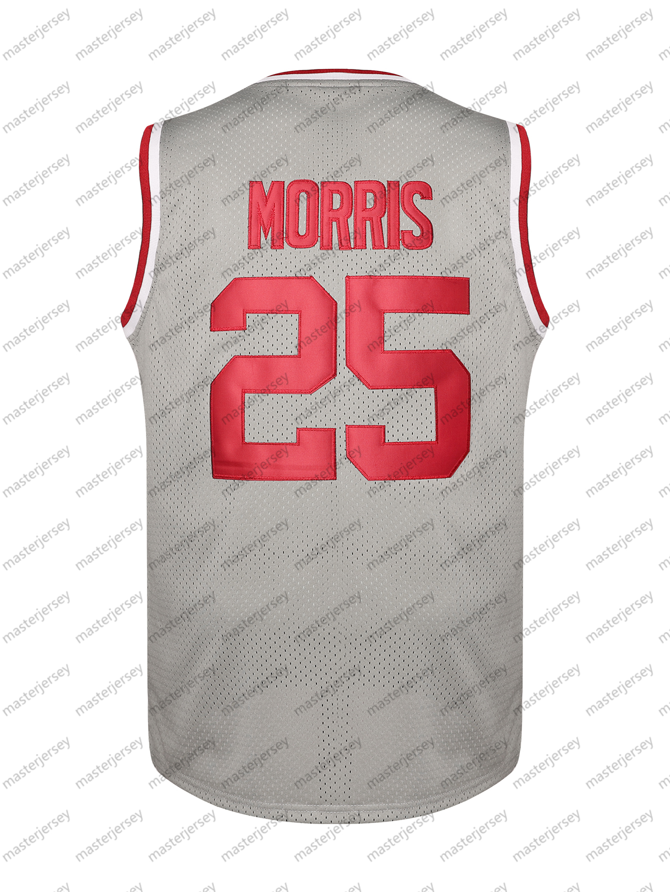 #25 MORRIS Men's Basketball Jersey Sweatshirt - Embroidered Movie Mesh Letters & Numbers, Crew Neck Sleeveless Training Vest, Loose Fit Athletic 