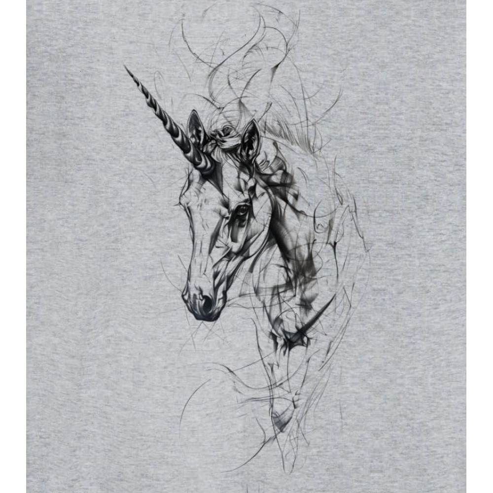 Long Sleeve Shirts for Men sweatshirt Unicorn Horse Sketch Fantasy Mythical Creature Art Drawing Sweatshirt T shirt Tee Streetwear Casual tops clothes