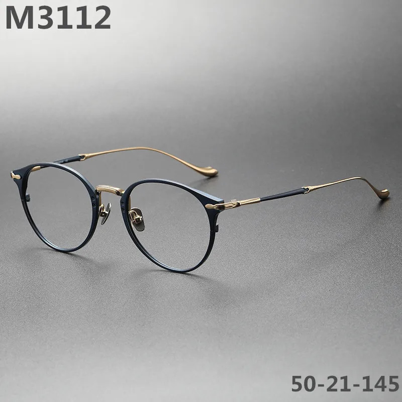 Japanese ed pure eyeglass frame mens retro round ultra light glasses handmade glasses M3112 241108