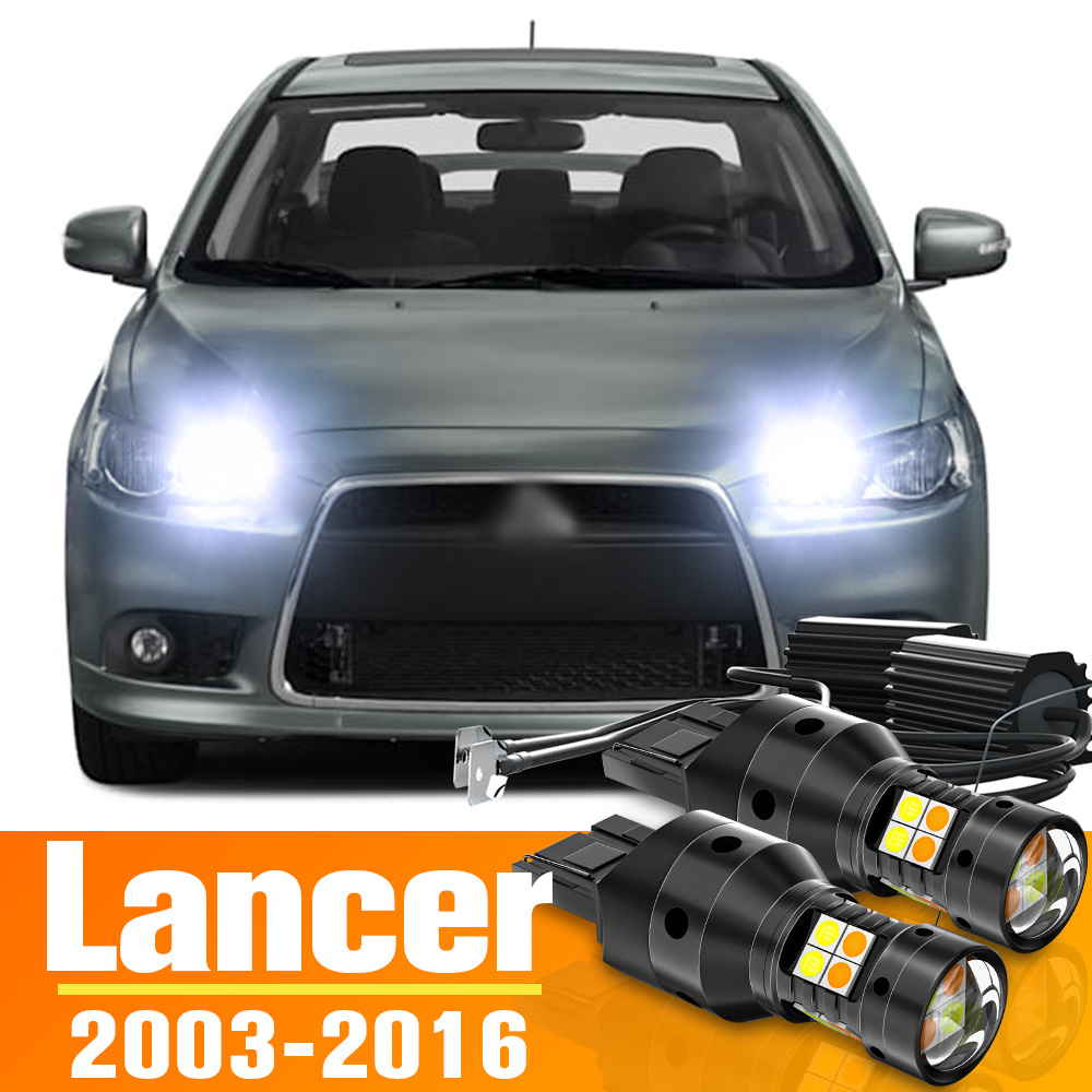 2x Dual Mode LED Turn Signal+Daytime Running Light DRL Accessories For Mitsubishi Lancer 7 8 2003-2016 2010 2011 2012 2013 2014