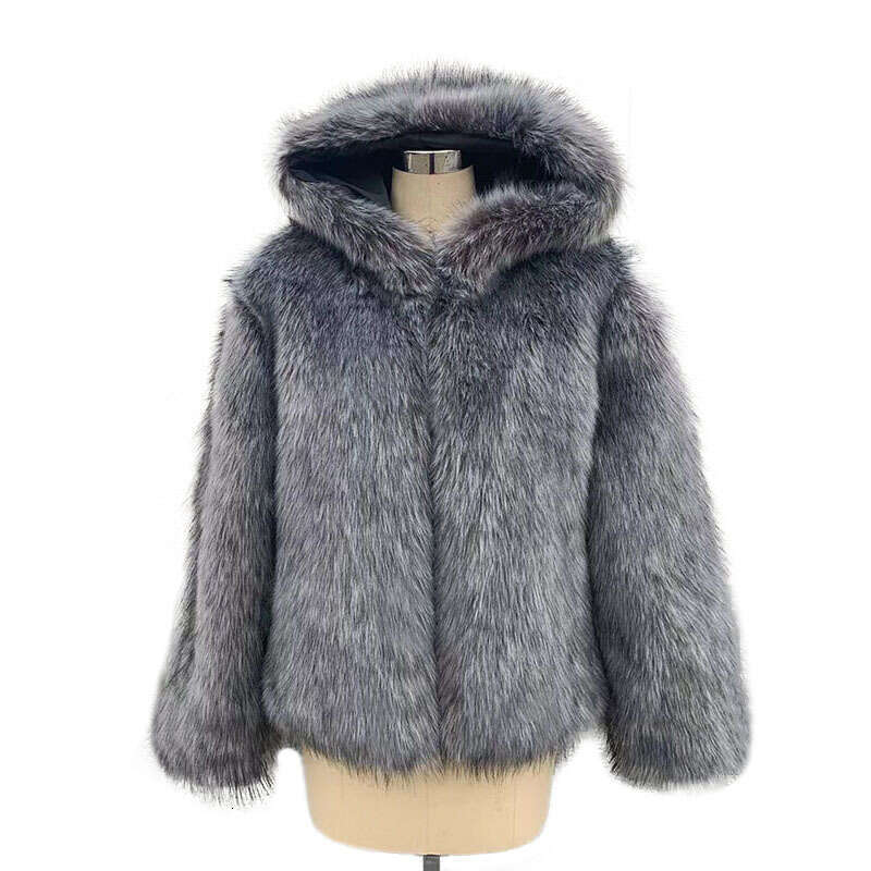 shanshi fur coat women Winter women's high-quality imitation raccoon fur coat, luxurious loose fitting hooded thick warm oversized coat