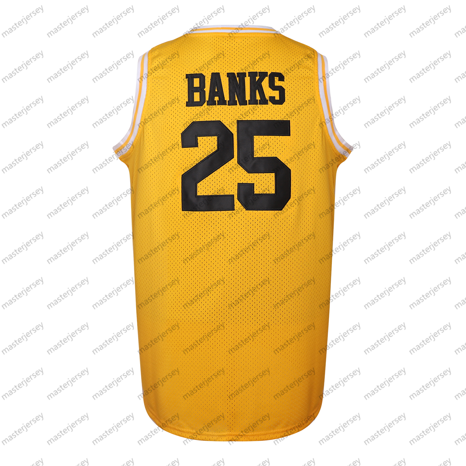 #25 BANKS Men's Basketball Jersey Sweatshirt - Embroidered Movie Mesh Letters & Numbers, Crew Neck Sleeveless Training Vest, Loose Fit Athletic T