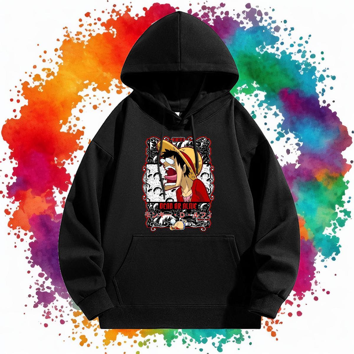Brand Hoodie for Men Long Sleeve Drawstring Warm Men Tops Hoodie Anime Print Pullover Hoodie Hip Hop Street Cotton 350g