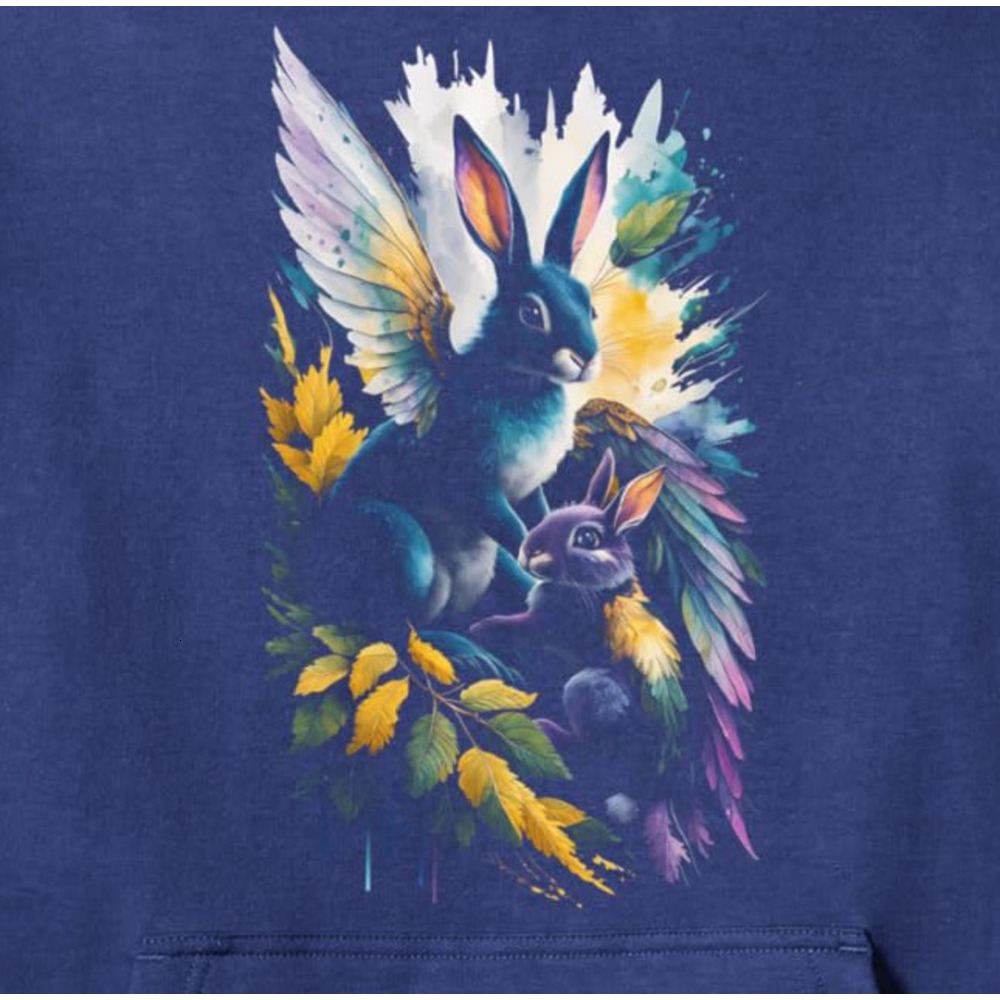 Hoodie for Mens Womens Bunny Art Rabbit Winged Magical Creature for All Ages Pullover Hoodie Graphic Hoodies sweatshirt