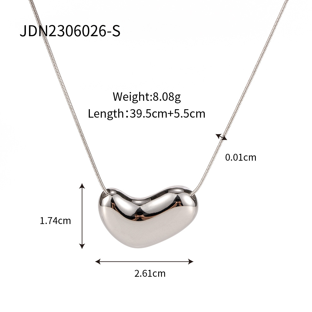 18K Gold Titanium Steel Snake Bone Chain Necklace for Women with Simple Design of Collarbone Chain, Small Gold Bean Pendant Necklace, Free Shipping Wh