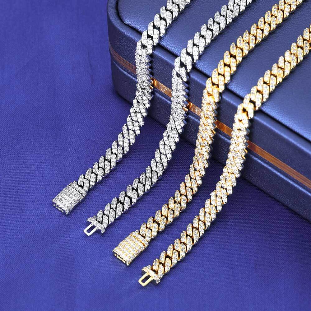 NUOYA Hight Quality 6MM VVS Moissanite k Hip Hop Jewelry Women White Gold Sier Cuban Chain Necklace For Gift