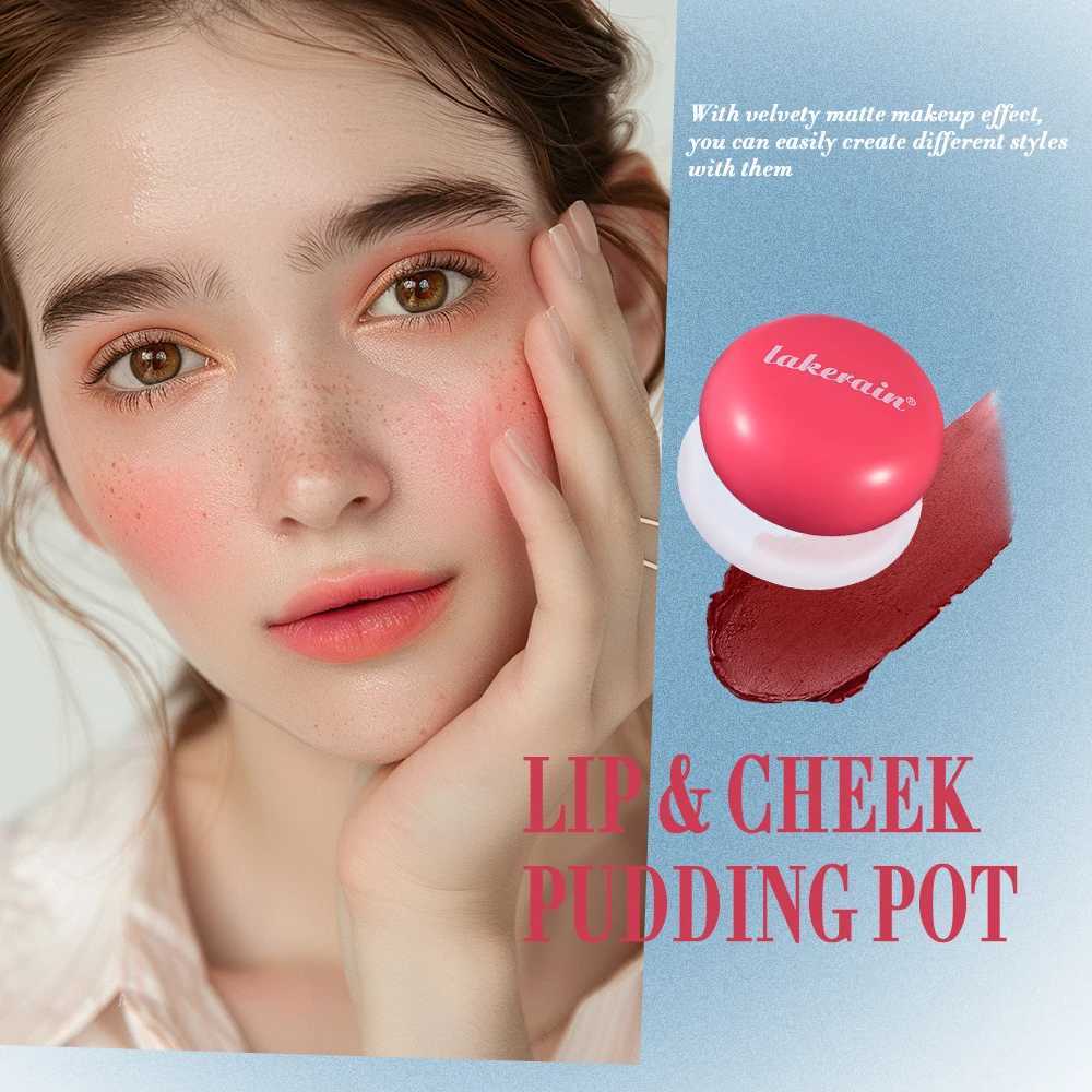 Lip Cheek Blurry Pudding Pot High Color Rendering Makeup Blush Buildable Lightweight Multi-Use Contour Creamy Matte Blush MudXJ241111