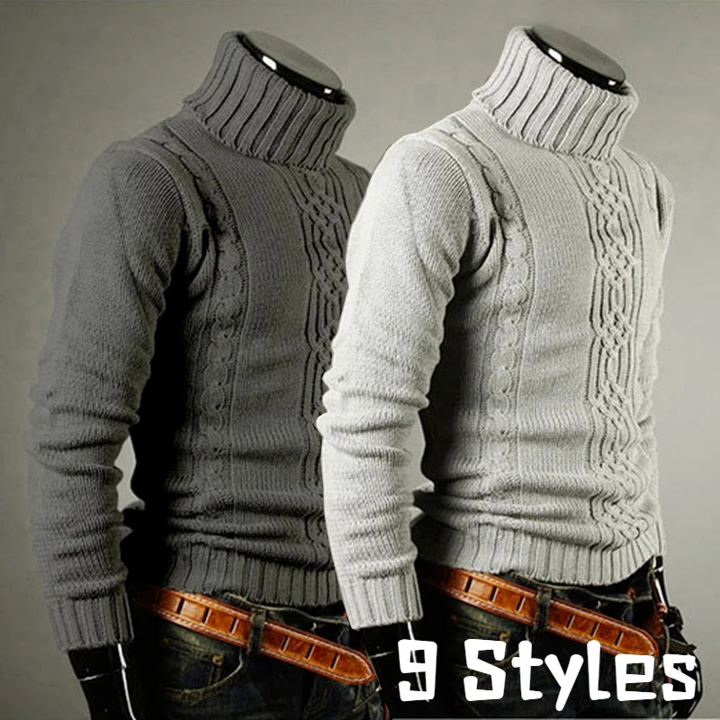 Winter Mens High Quality Turtleneck Sweater Thicken Casual Pullover 241111