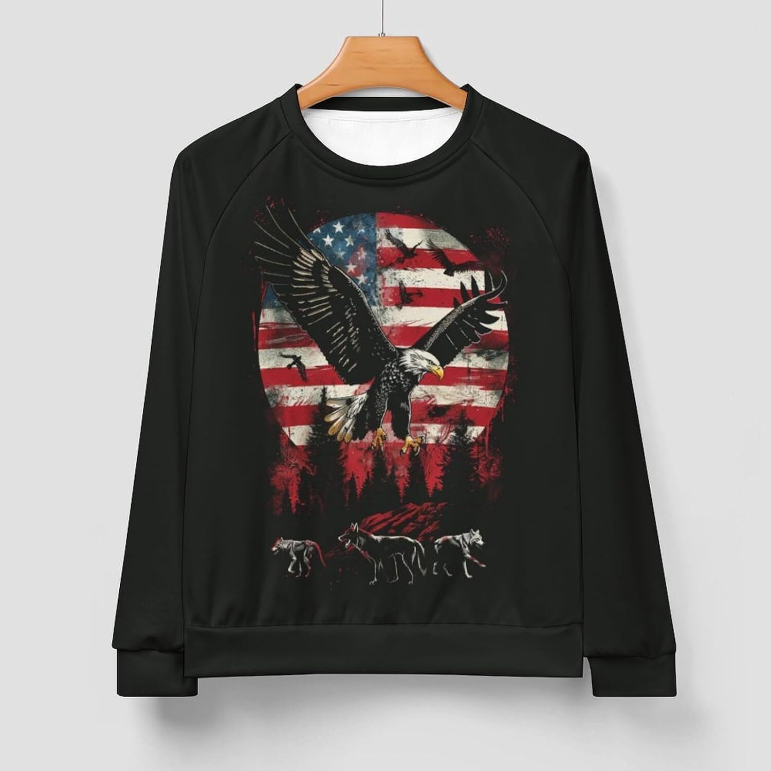 Long Sleeve Shirts for Men sweatshirt Novelty Bald Eagle Pullover Funny Animal Graphic Sweatshirts Streetwear Casual tops clothes cool