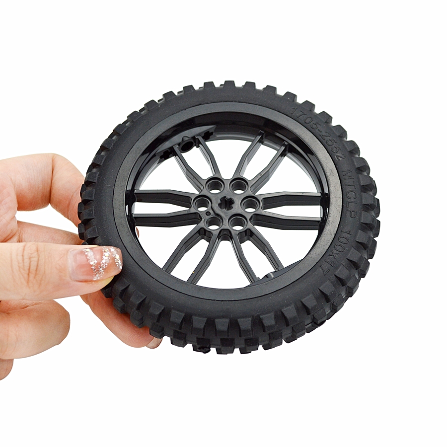 2Pcs MOC Building Block Technical Part Brick Motorcycle Tyre & Motorcycle Rim Compatible with 88517 11957 Part Car Toy Wheel