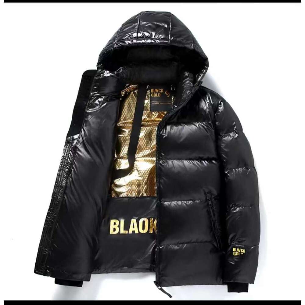Down 2024 Winter New Business Casual Hooded Men's Black Gold Warm Trendy Jacket Women