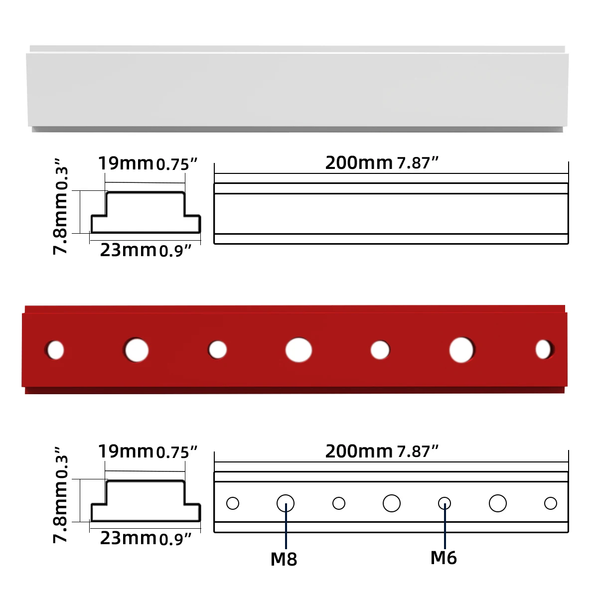 200MM T-Slider T-track Miter Fixture Woodworking Aluminum Miter Bar Slider Table Saw Gauge Rod Slot Miter Track T Screw Fixture