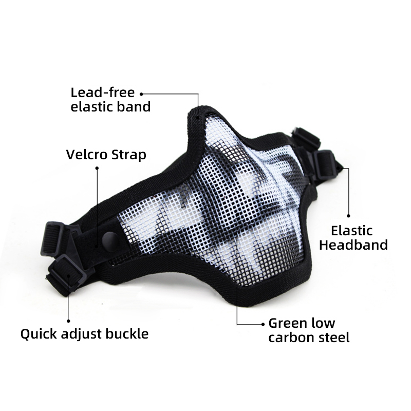 Steel Tactical Half Face Mask: Breathable Mesh, High-Impact Resistance, Ideal for Hunting and Paintbal MA-09