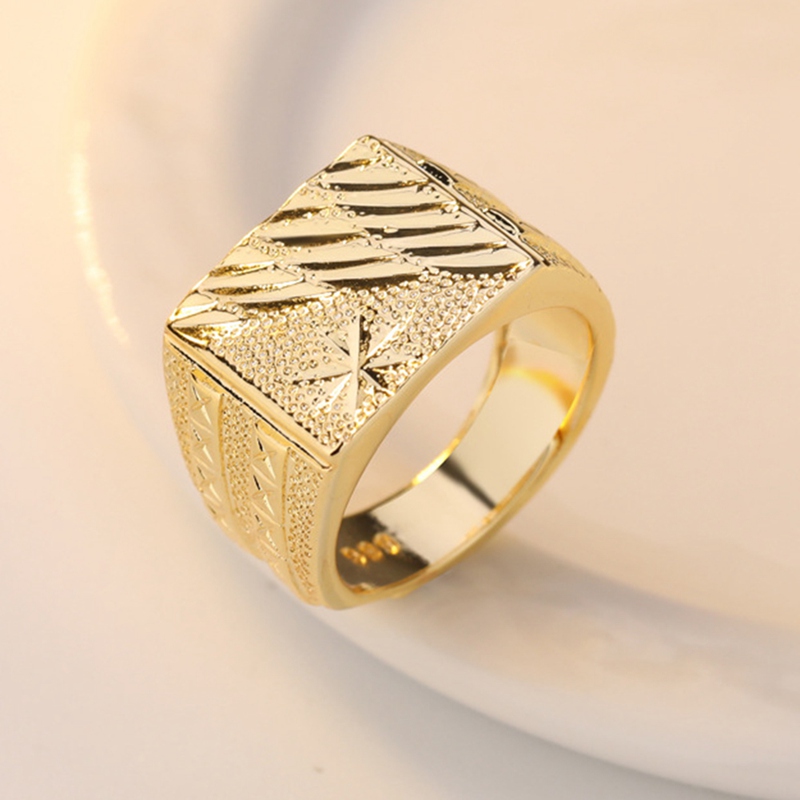 Gold Color Men Finger Ring Male Jewelry Luxury Resizeable Male Rings Frosted Open Adjustable Size Rings