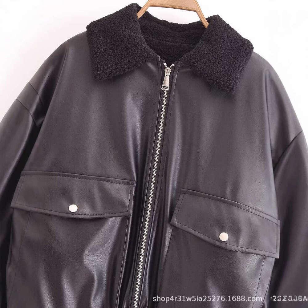 shanshi leather jacket women winter new and versatile women's clothing faux leather loose jacket