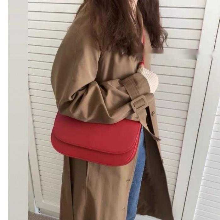 autumn winter new versatile wine red one shoulder underarm bag simple women's bag leisure cross saddle bag 241115