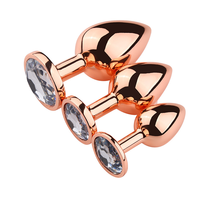 Small TleMeny Medium Large Set Crystal Round Rose Gold Rainbow Metal Anal Beads Butt Plug Jewelry insert Sex Toys For Women Men