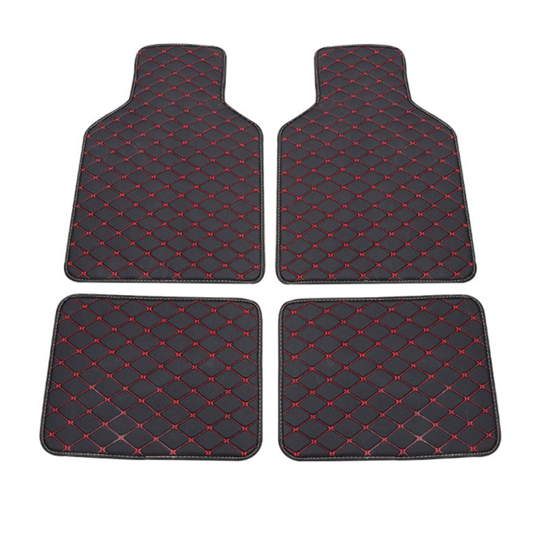 4Pcs Wearproof Interior Floor Mat PU Leather Car Foot Pads Non-slip Carpets for Cars Truck SUV