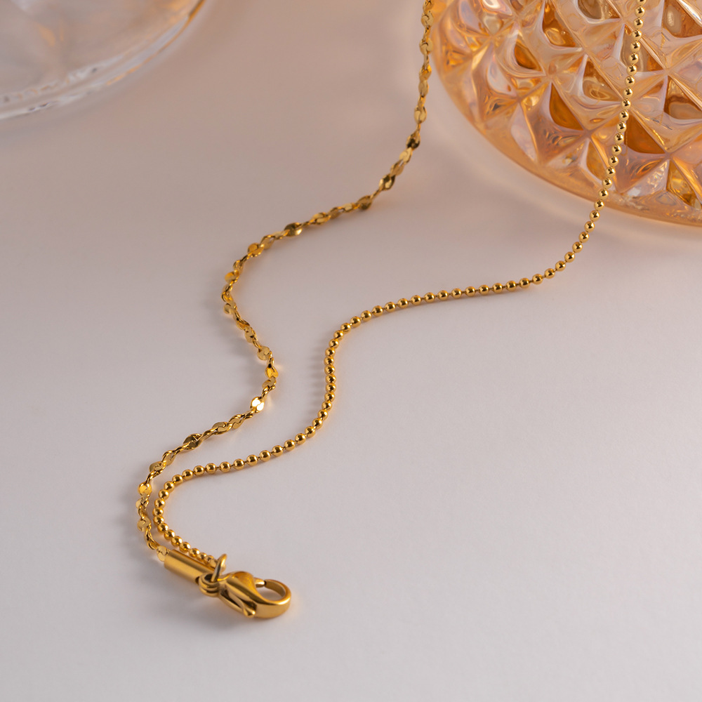 Gold Double Layered Necklace for Women Plated 18k Gold Stainless Steel French Fringe Banquet Design Feel Necklace Free Shipping Wholesale