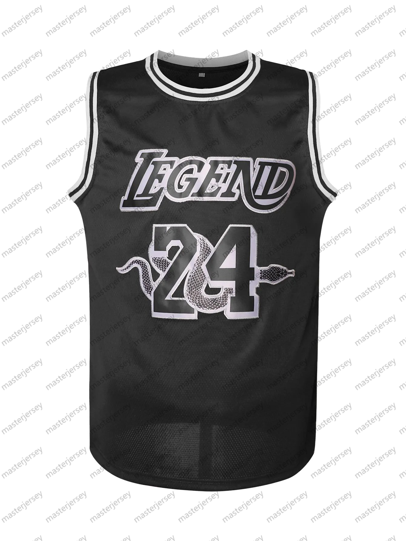 #24 Men's Basketball Jersey Black Sweatshirt - Embroidered Movie Mesh Letters & Numbers, Crew Neck Sleeveless Training Vest, Loose Fit Athletic T