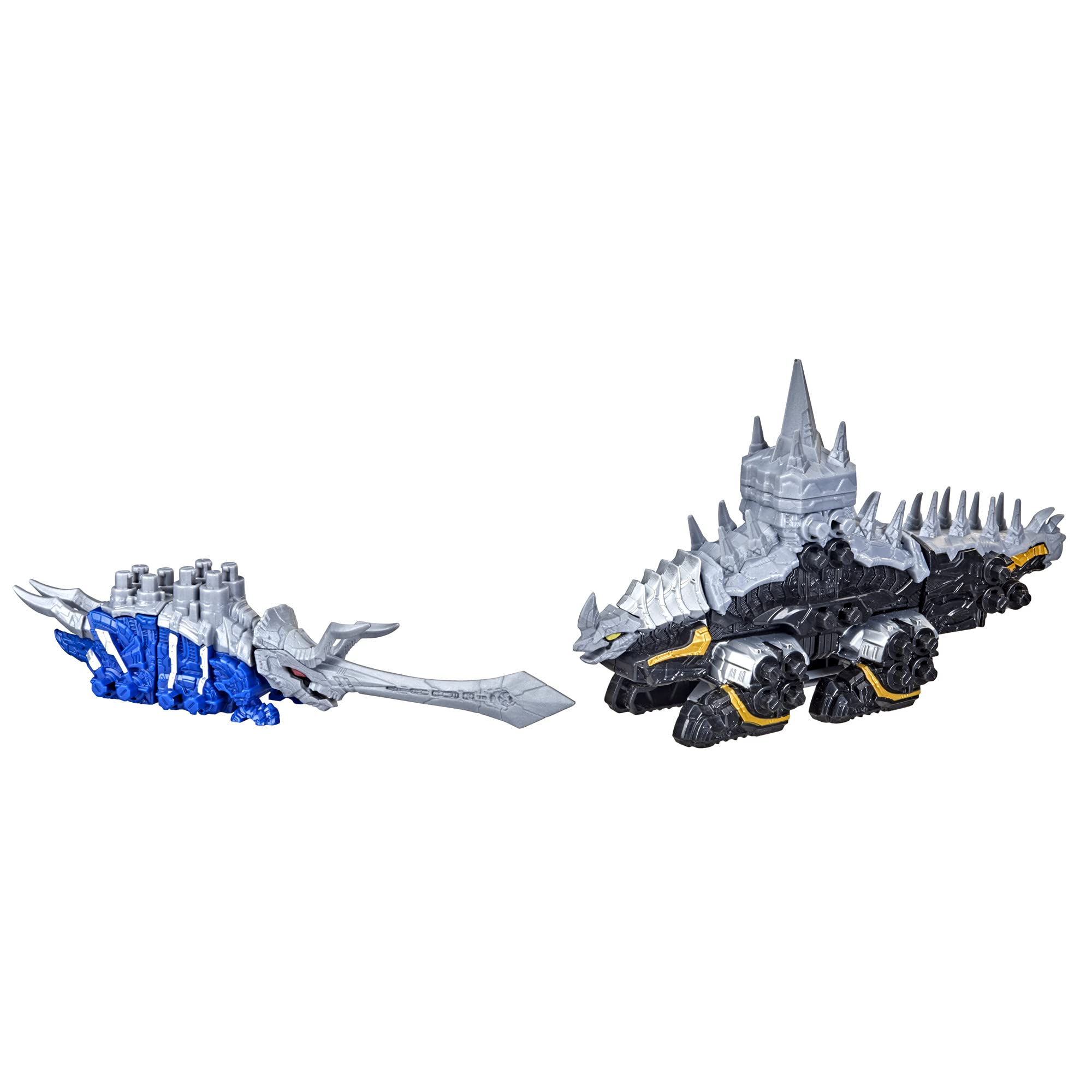 Hasbro Power Rangers Dino Fury Blue Tricera Blade and Black Stego Spike Zord Link Mix-and-Match Custom Build System Toys F1400