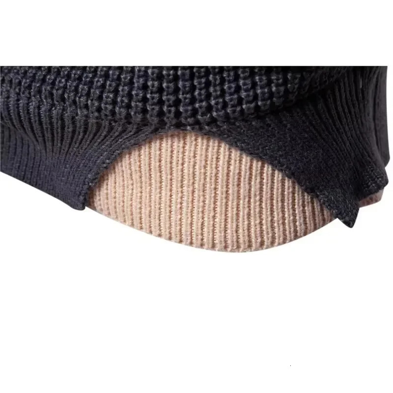 Winter Knitted Sweater Mens Round Neck Solid Color Fashionable Sweaters Thick Style Clothes 241111