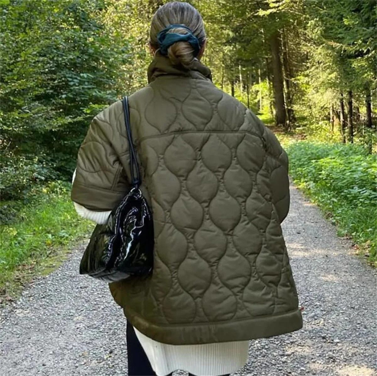 Womens Fall Winter Quilted Jacket Fashion Casual Parka High Neck Thick Pocket Zipper Coats Female Tops Streetwera Coat 241111