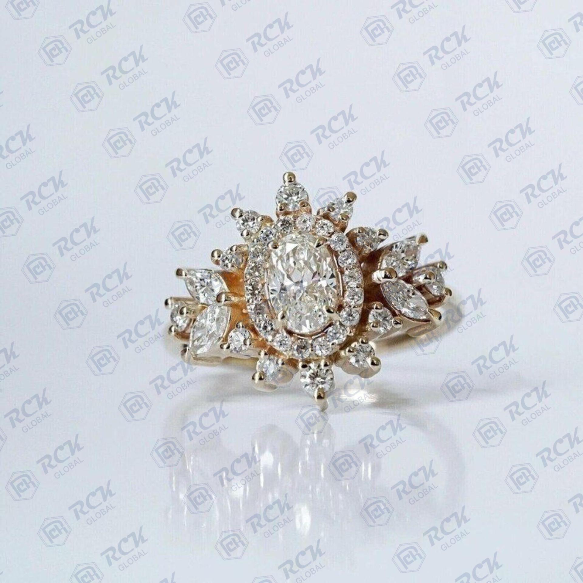 1.00 CTW Oval Cut Cluster for Women/ Engagement Jewelry Moissanite Dia Ring in Sterg Sier gorgeous