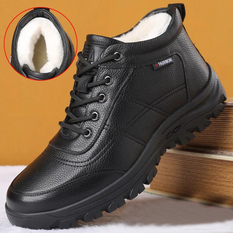 Waterproof Men Winter Men's Lightweight Hight Top Leather Casual Shoes No Slip Warm Snow Boots Plush Women Footwear ed99 's