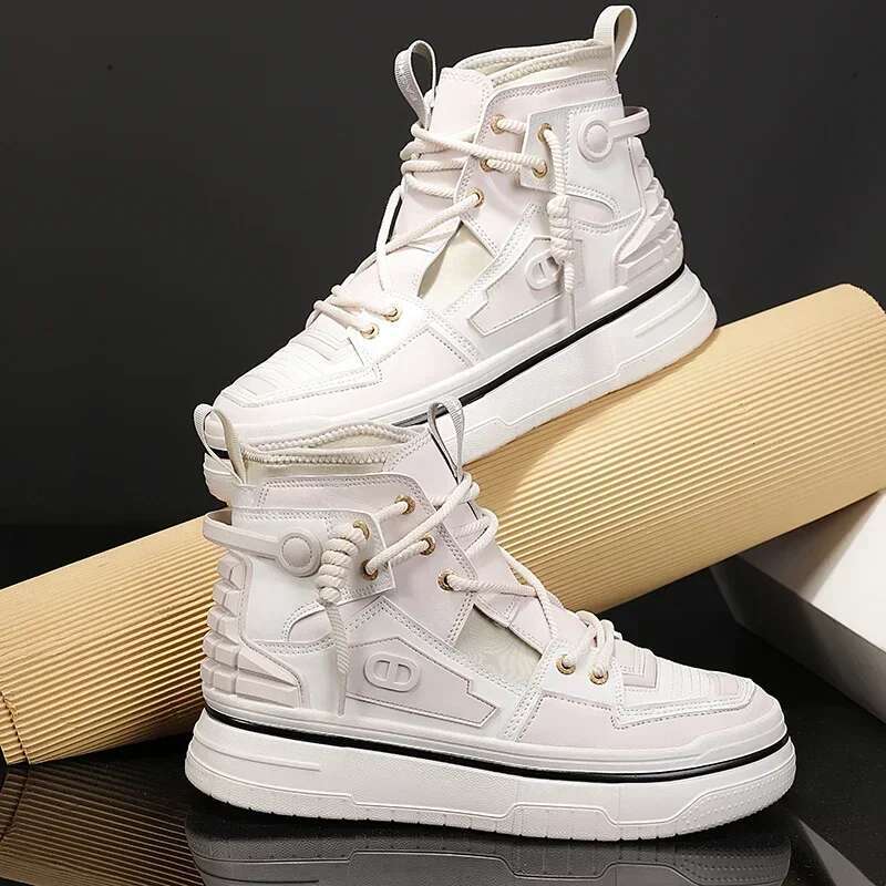 High Tops Men's Casual Shoes Trendy All-match for Men Ankle Boots Soft Fashion Comfortable Mens Personality Flat Shoe