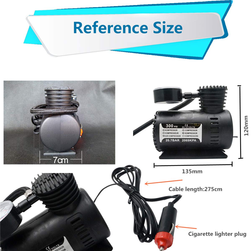 Electric Air Compressor Car Tyre Pump Heavy Duty Inflator 300psi 12v Compressor Portable Vehicle Electric Small Air Pump