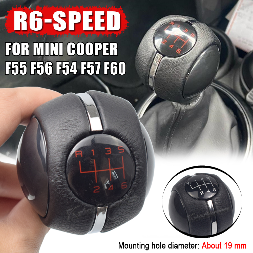 new Black Leather+ABC 6 Speed Manual Gear Shift Stick Knob Fit For Mini Cooper F54 F55 F56 F57 F60 2025 Gear Shift Knob