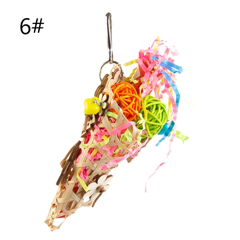 Hanging Bird Bites Chewing Toy Small Parrot Hanging Parrot Cage Toy Paper/ Rattan Pet Chew Resistances Molar Supplies G5AB