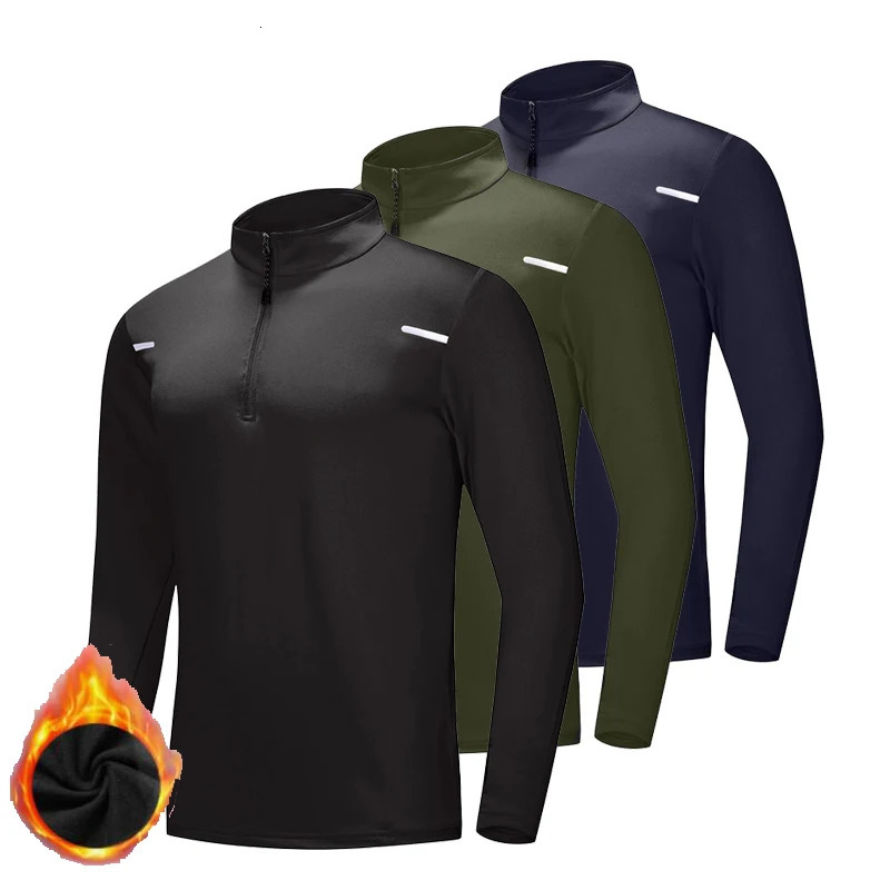 Winter Plus Velvet Shirts Men Thermal Underwear Compression Soccer Football TShirt Blouse High Collar Warm 241111