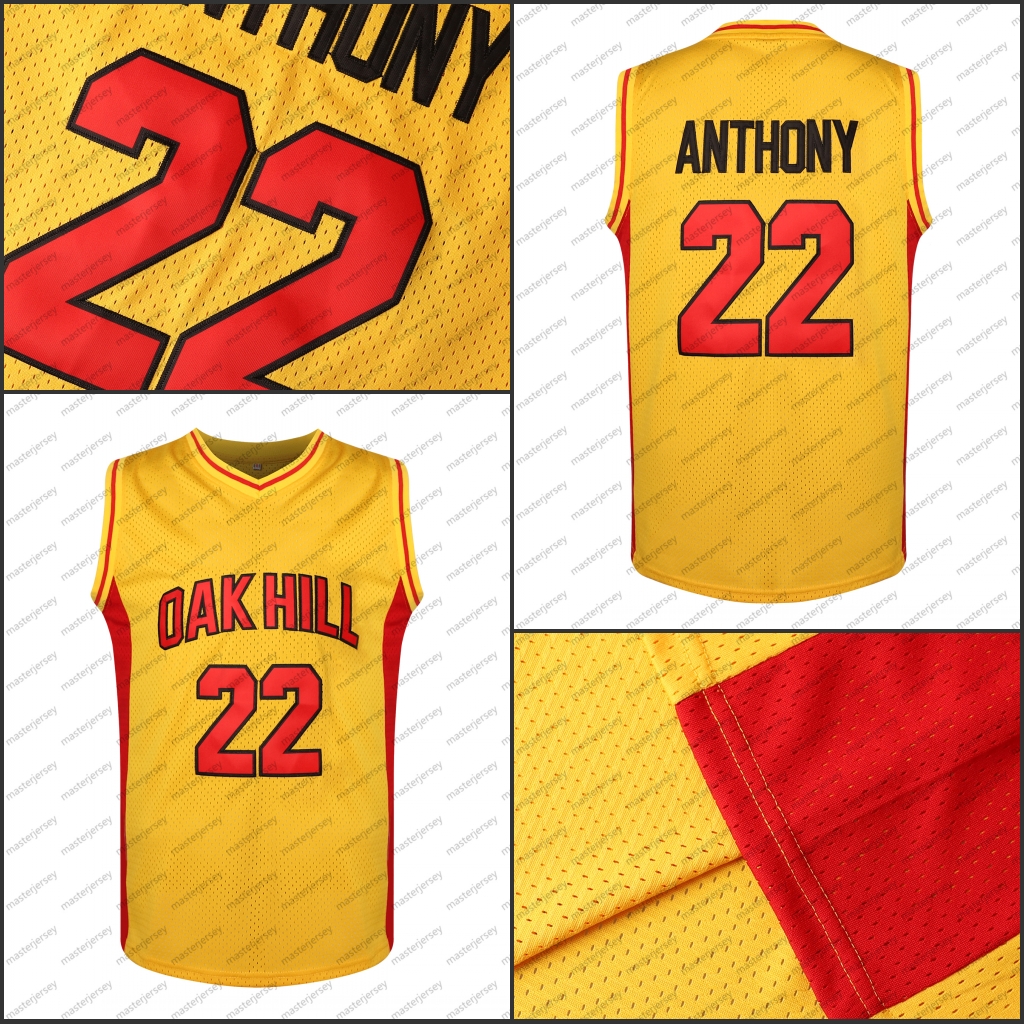 #22 ANTHONY OAK HILL Men's Basketball Jersey Sweatshirt - Embroidered Movie Mesh Letters & Numbers, Crew Neck Sleeveless Training Vest, Loose Fit