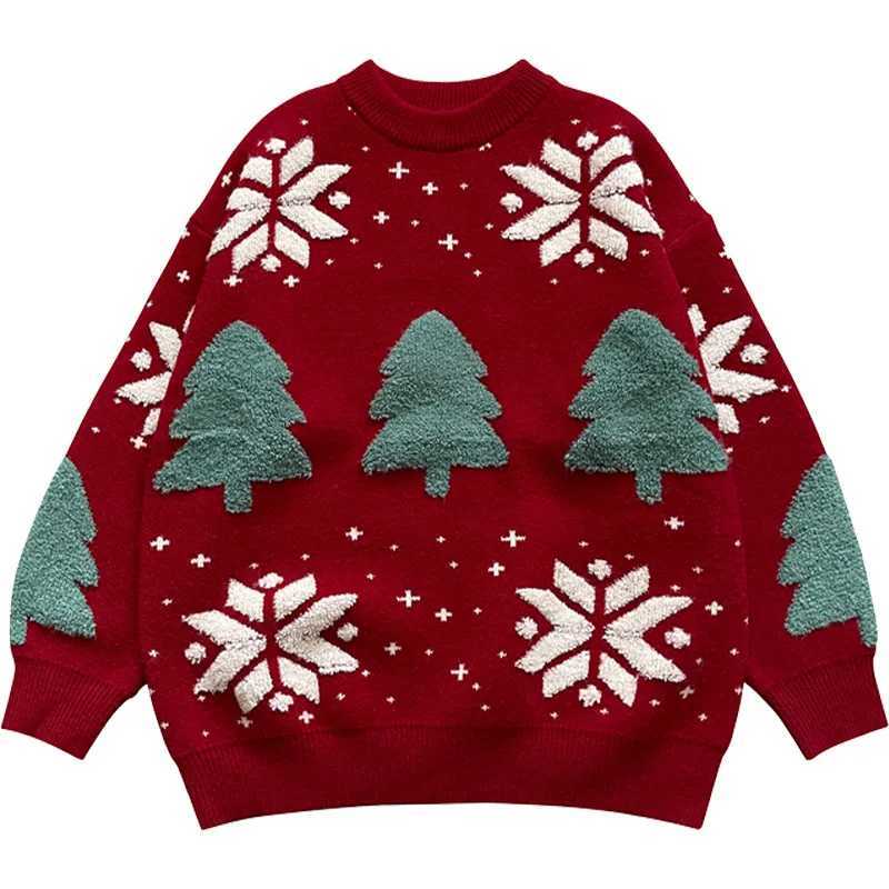 New Arrival Christmas Tree Couple Street Sweater Wan Xue Sweater Autumn Winter Neutral Mens Casual School Clothes Z241111