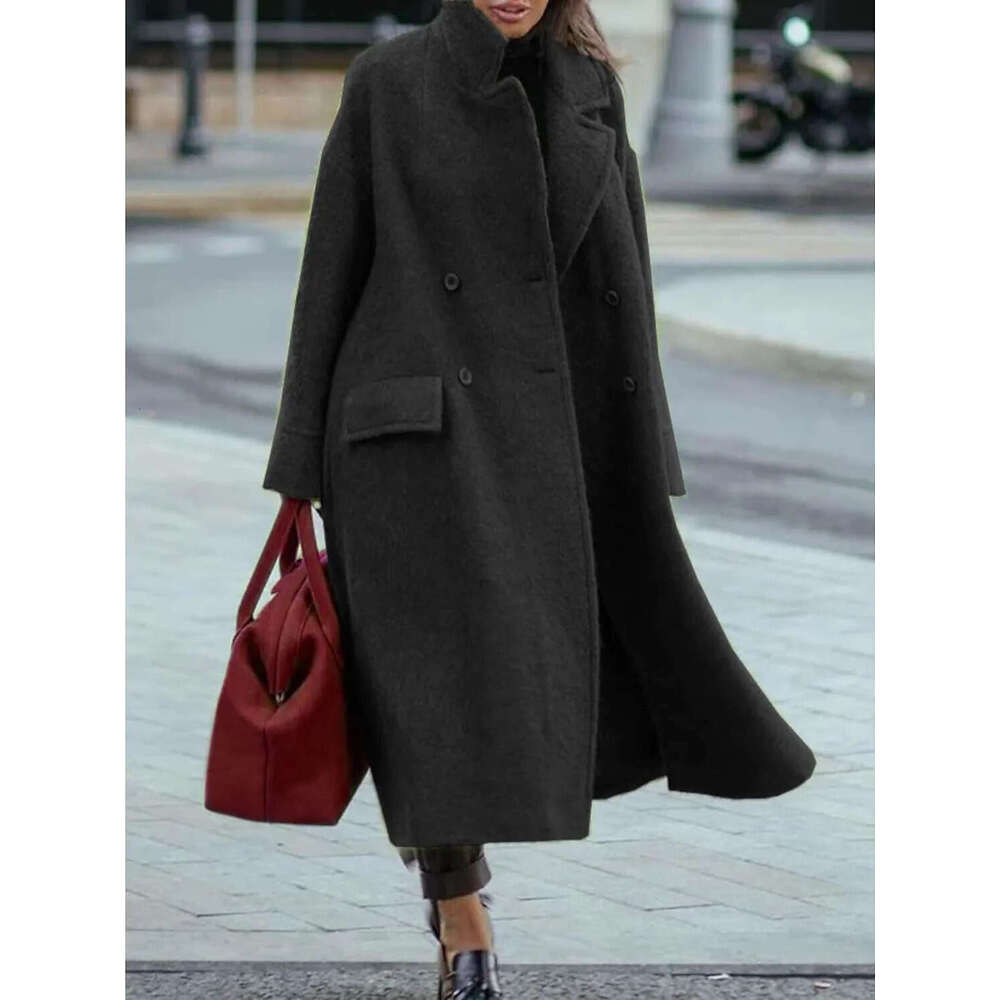 shanshi fur coat women Spring and Autumn Winter Women's New Casual Long Style Solid Color Warm Woolen Coat