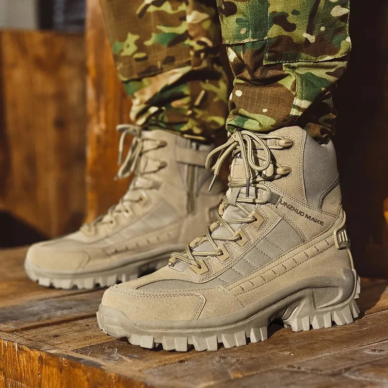 Mens Combat Outdoor Non-slip Tactical Hiking Desert Ankle Hunting Shoes Work Safty Men Boots Botines atos 241111