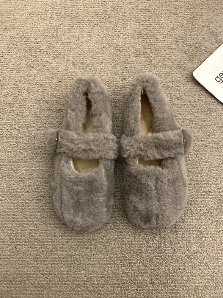 Women's Casual Shoes:Winter Fleece Warm 2024 New Fashion Outerwear Soft Mary Jane Shoes,Black/Beige/Green/Grey,Free shipping b4dc